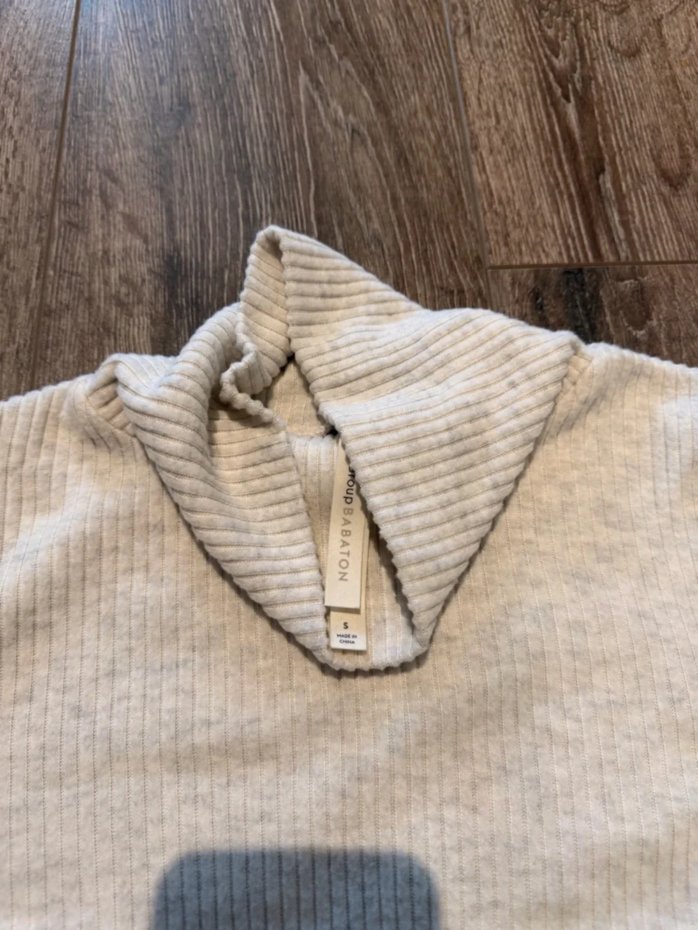 Babaton Light Cream Ribbed Drawstring Joggers - Picture 5 of 5